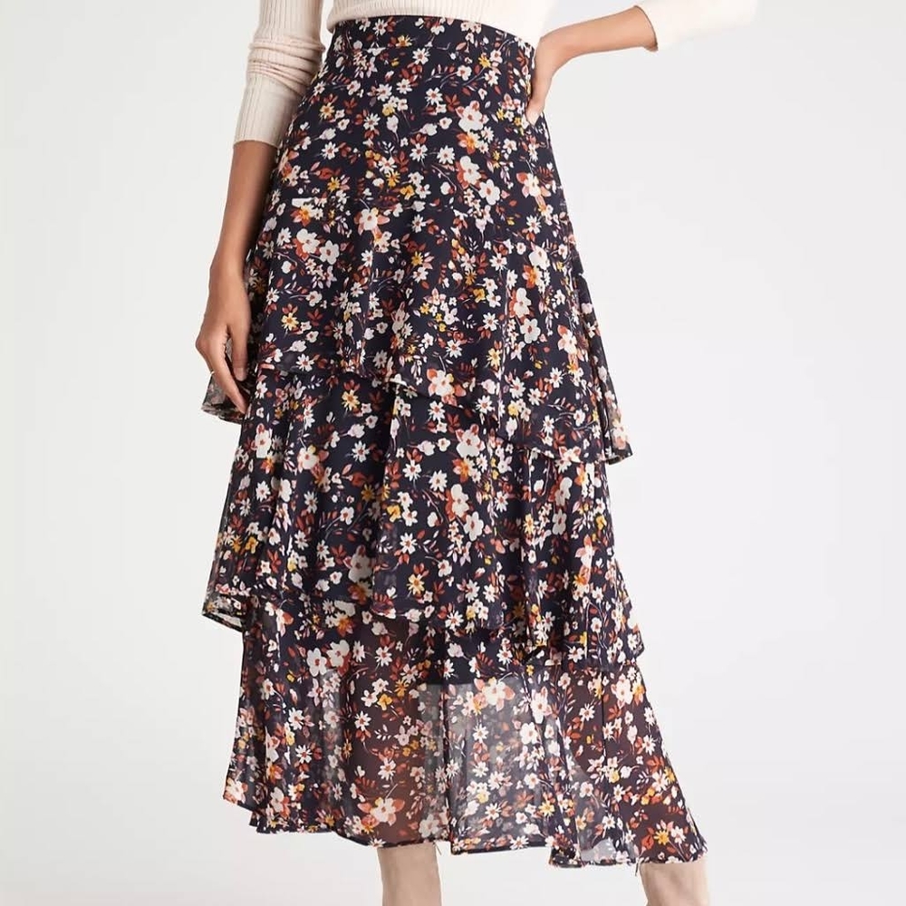 Ann Taylor Floral Flounce Skirt.
